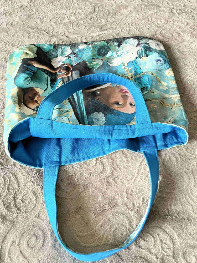 taška velká Dívka s perlou modrá