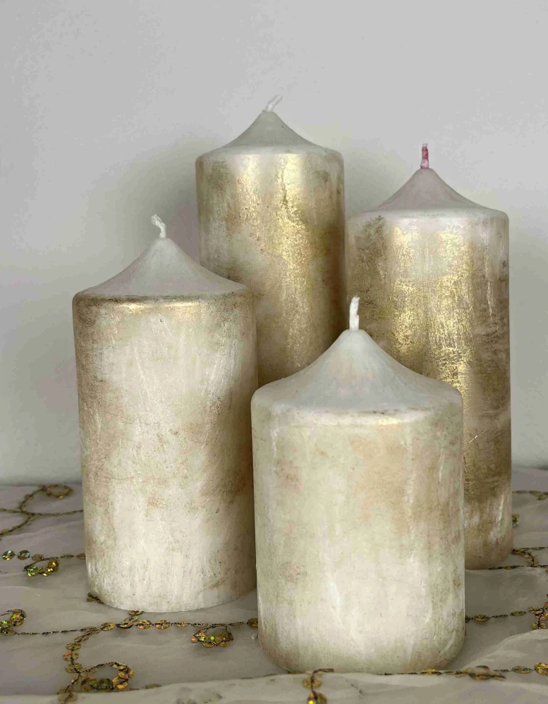 adventní sestava svíček bílá zlatá