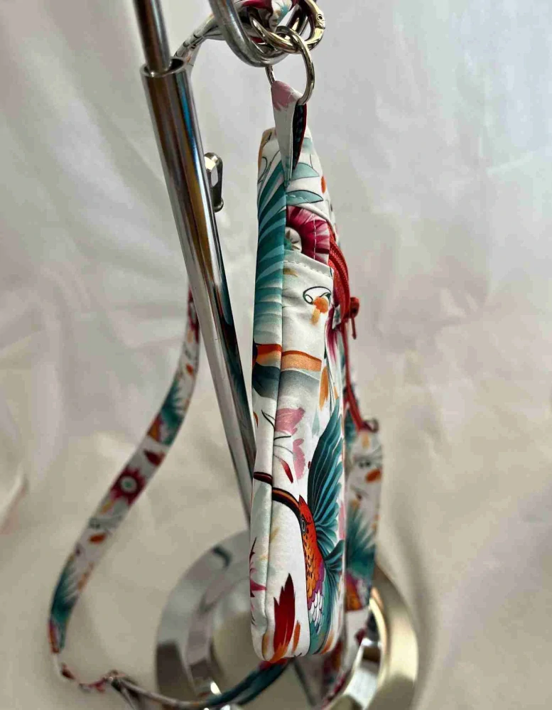 Malá kabelka crossbody "Maličká" ptáčci oranžový zip