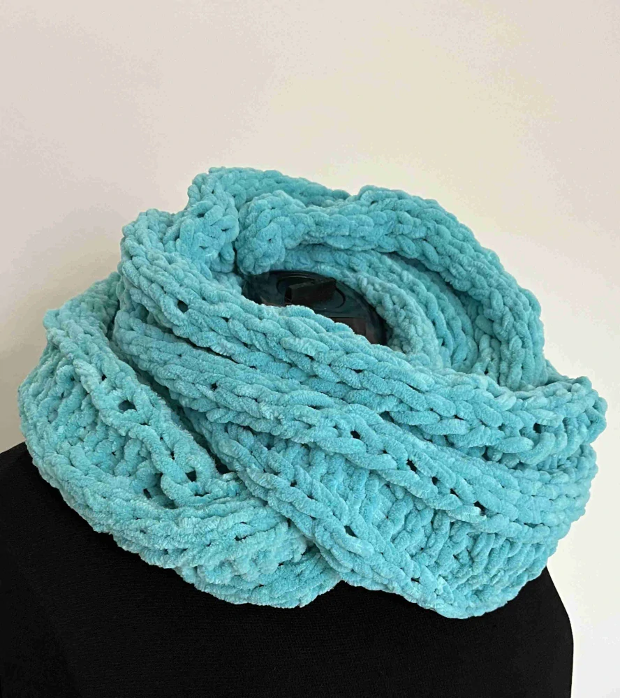 šála pletená tyrkysová