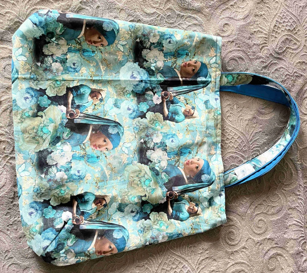 taška velká Dívka s perlou modrá