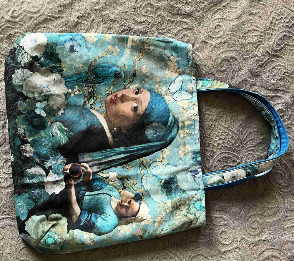 taška velká Dívka s perlou modrá