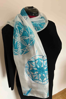 hedvábný šátek/šál malovaný mandaly