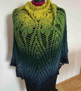 Háčkovaný šátek zeleno modrý