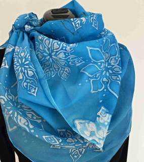 Hedvábný šátek vločky modré