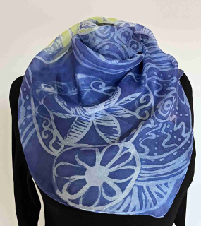 Hedvábný šátek modrožlutý