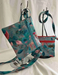 Malá kabelka crossbody "Maličká" duhové lístky modrý zip