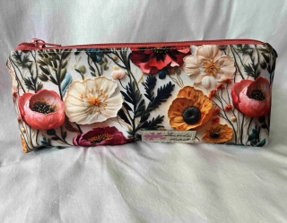 penálek na tužky barevné květy růžový zip