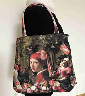 taška velká Dívka s perlou růžová