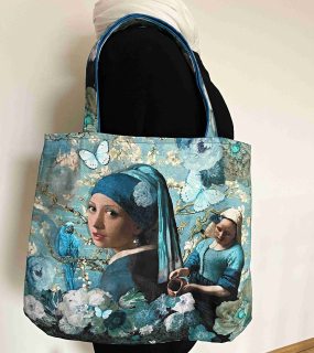 taška velká Dívka s perlou modrá