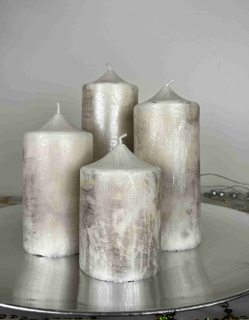 adventní svíčky krémové se stříbrnou