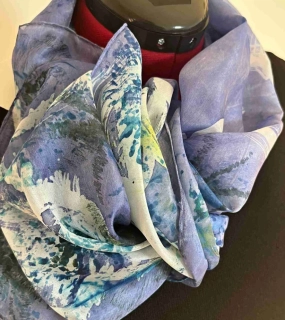 Hedvábná šála Divočina, modrá