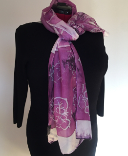 Hedvábná šála bodo s purpurovou